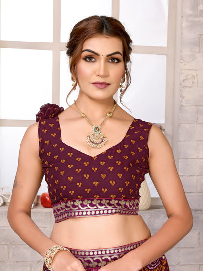 TARSHIKA PURPLE FLORAL GEORGETTE SAREE WITH LACE