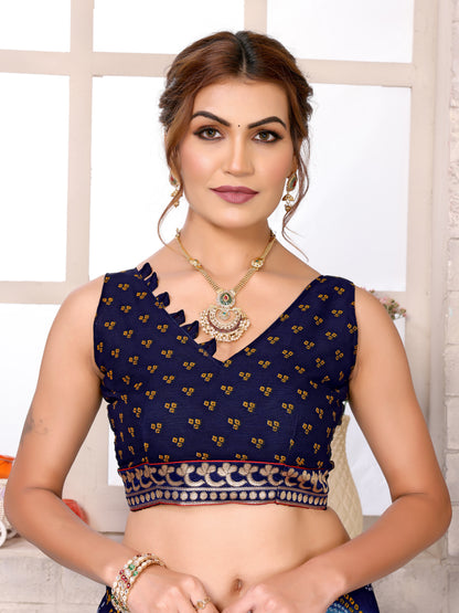 TARSHIKA RAMA FLORAL GEORGETTE SAREE WITH LACE
