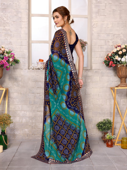 TARSHIKA RAMA FLORAL GEORGETTE SAREE WITH LACE