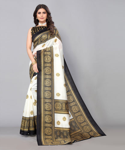 TARSHIKA BLACK FLORAL PRINT MYSORE ARTSILK SAREE