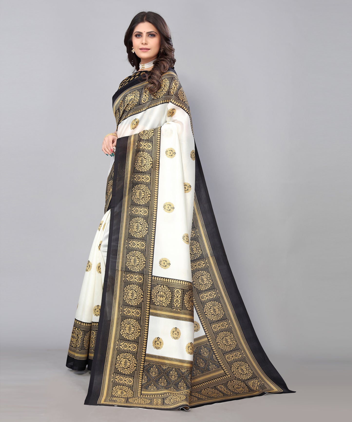 TARSHIKA BLACK FLORAL PRINT MYSORE ARTSILK SAREE