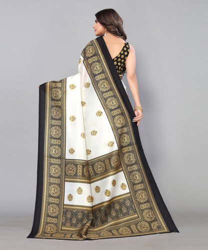 TARSHIKA BLACK FLORAL PRINT MYSORE ARTSILK SAREE