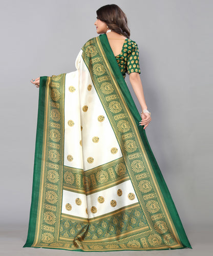 TARSHIKA DARK GREEN FLORAL PRINT MYSORE ARTSILK SAREE