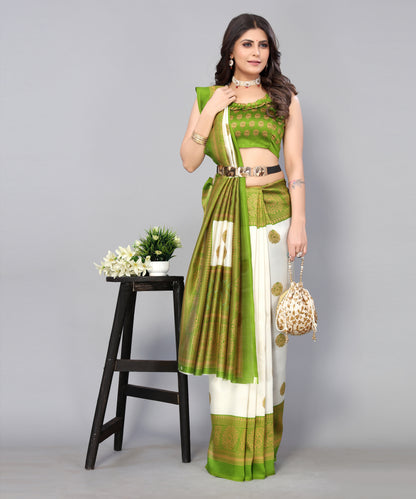 TARSHIKA GREEN FLORAL PRINT MYSORE ARTSILK SAREE