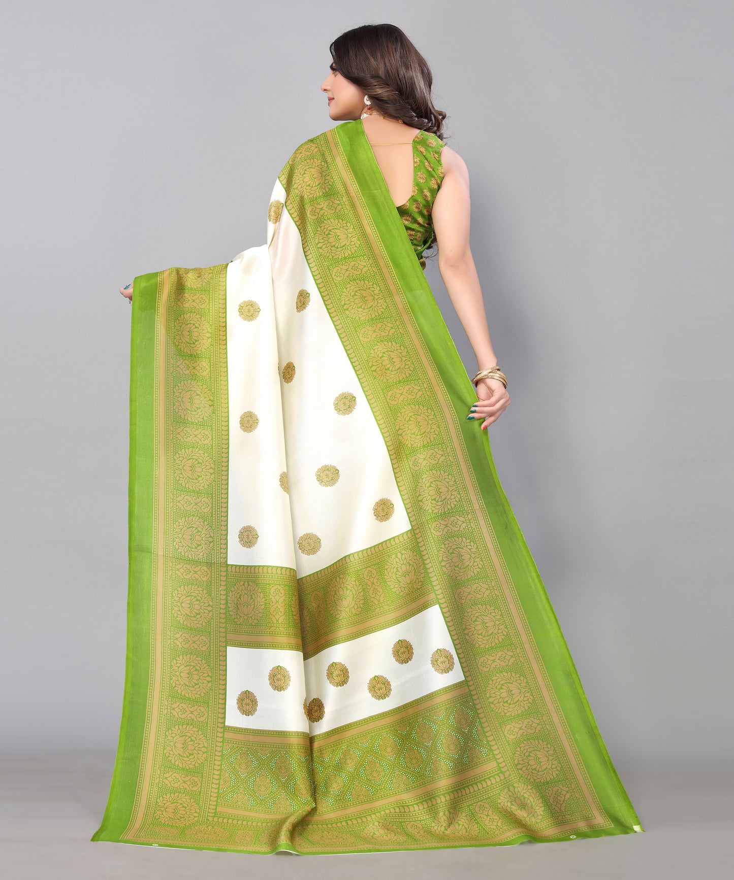 TARSHIKA GREEN FLORAL PRINT MYSORE ARTSILK SAREE