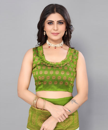 TARSHIKA GREEN FLORAL PRINT MYSORE ARTSILK SAREE