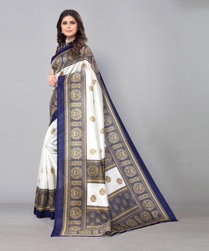 TARSHIKA NAVY FLORAL PRINT MYSORE ARTSILK SAREE