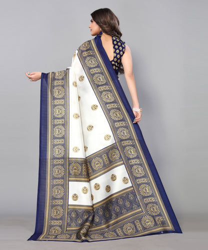 TARSHIKA NAVY FLORAL PRINT MYSORE ARTSILK SAREE