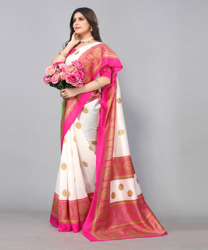 TARSHIKA PINK FLORAL PRINT MYSORE ARTSILK SAREE
