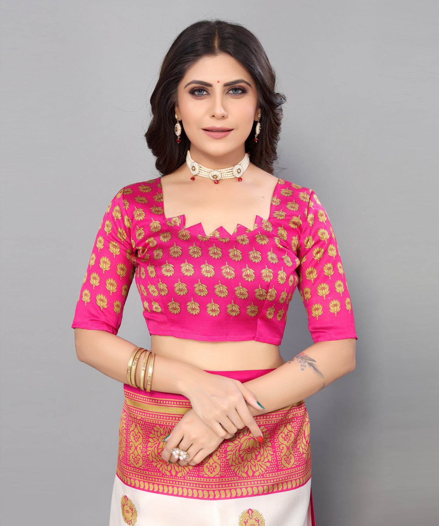 TARSHIKA PINK FLORAL PRINT MYSORE ARTSILK SAREE