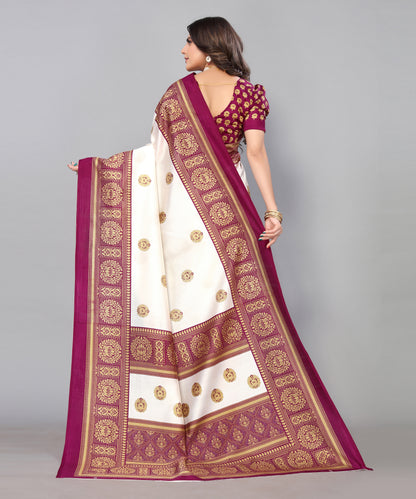 TARSHIKA WINE FLORAL PRINT MYSORE ARTSILK SAREE