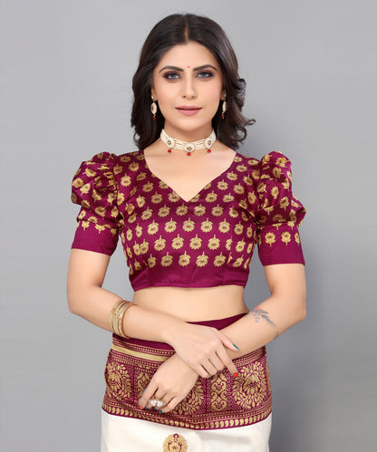 TARSHIKA WINE FLORAL PRINT MYSORE ARTSILK SAREE
