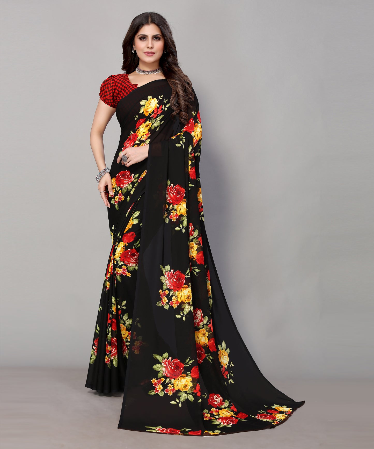 TARSHIKA BLACK PRINTED GEORGETTE SAREE