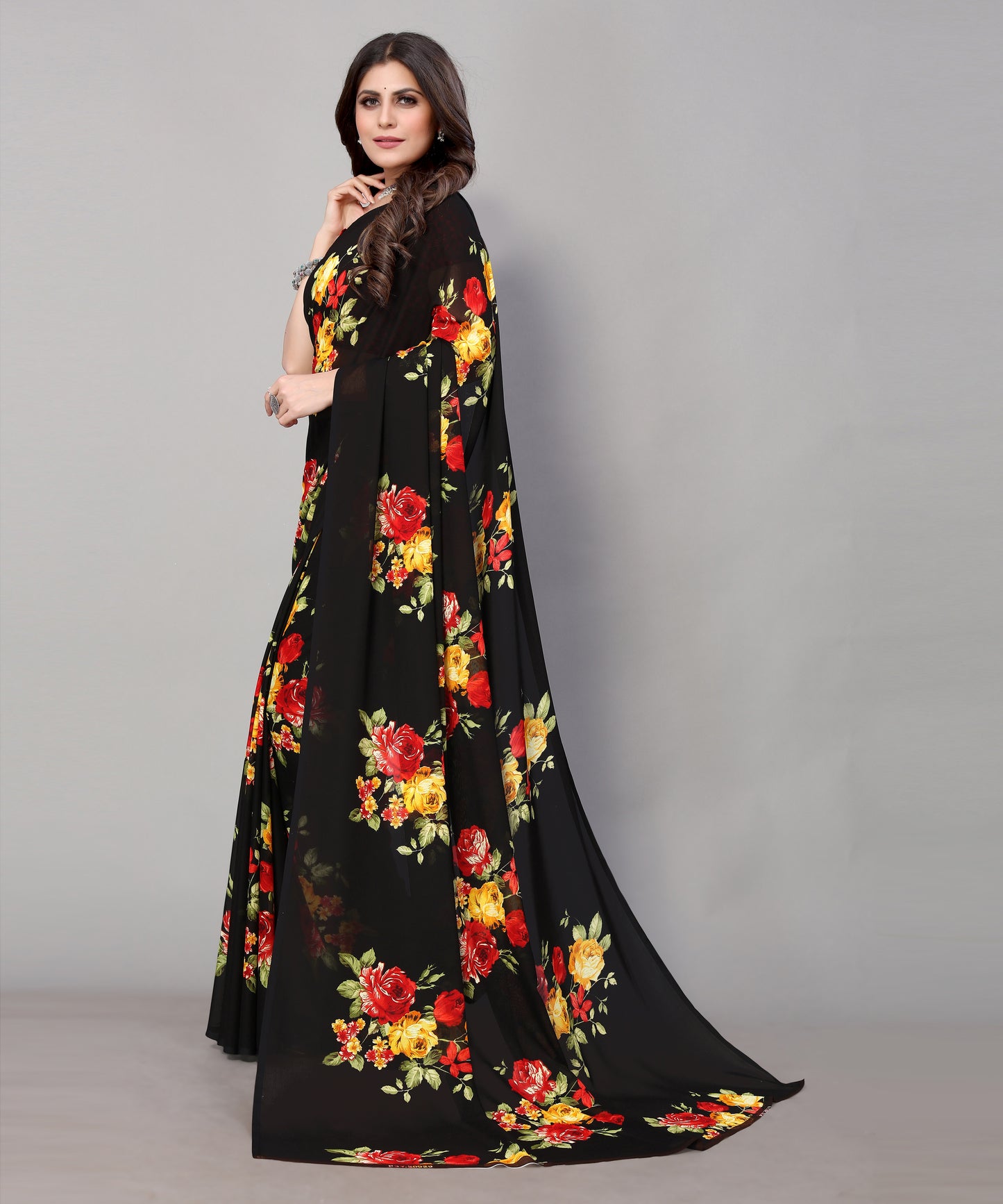 TARSHIKA BLACK PRINTED GEORGETTE SAREE