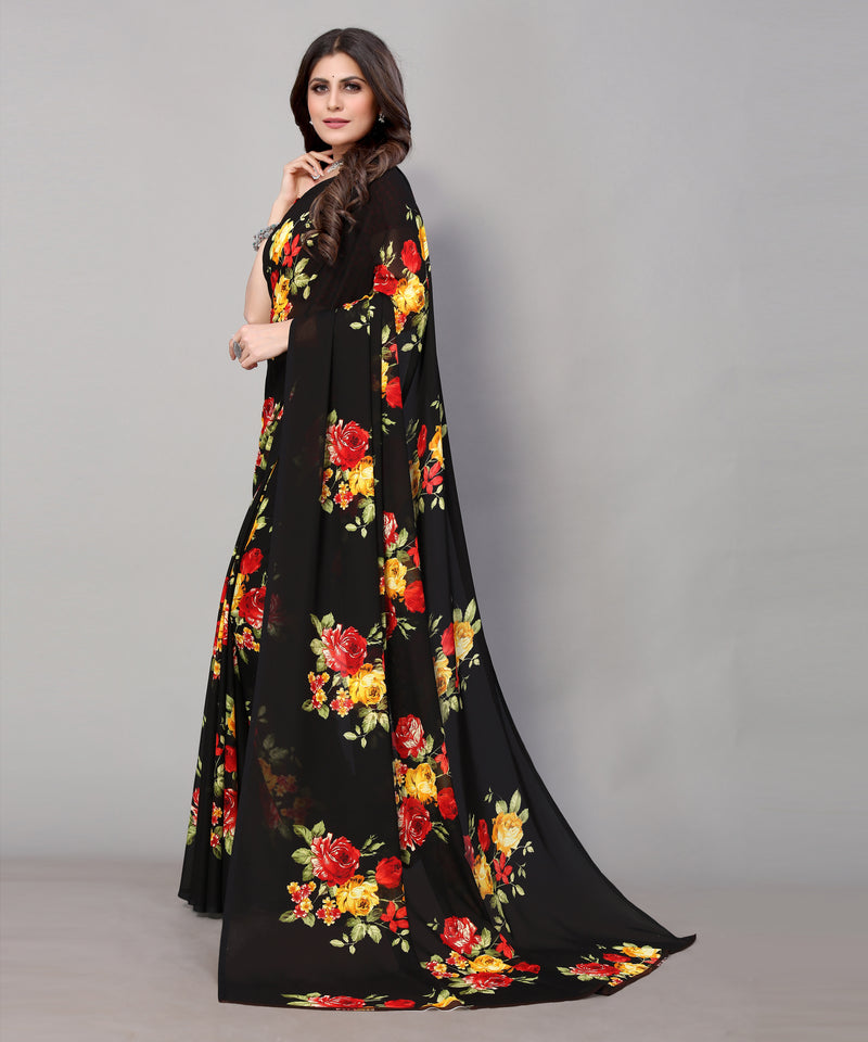 TARSHIKA BLACK PRINTED GEORGETTE SAREE