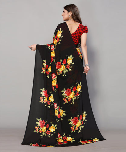 TARSHIKA BLACK PRINTED GEORGETTE SAREE