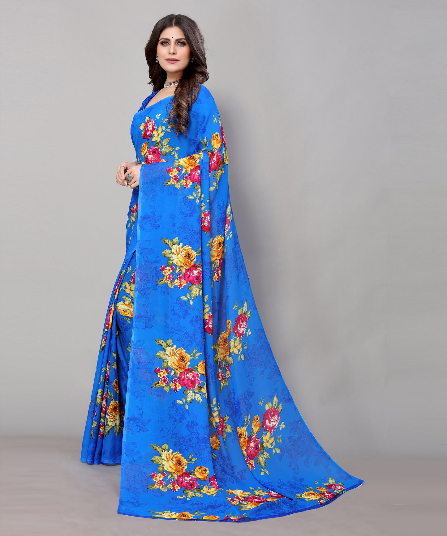 TARSHIKA BLUE PRINTED GEORGETTE SAREE