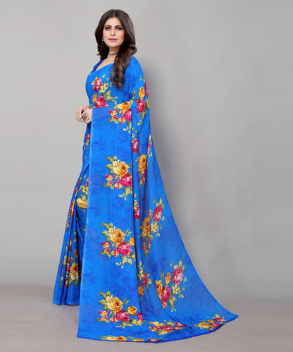 TARSHIKA BLUE PRINTED GEORGETTE SAREE