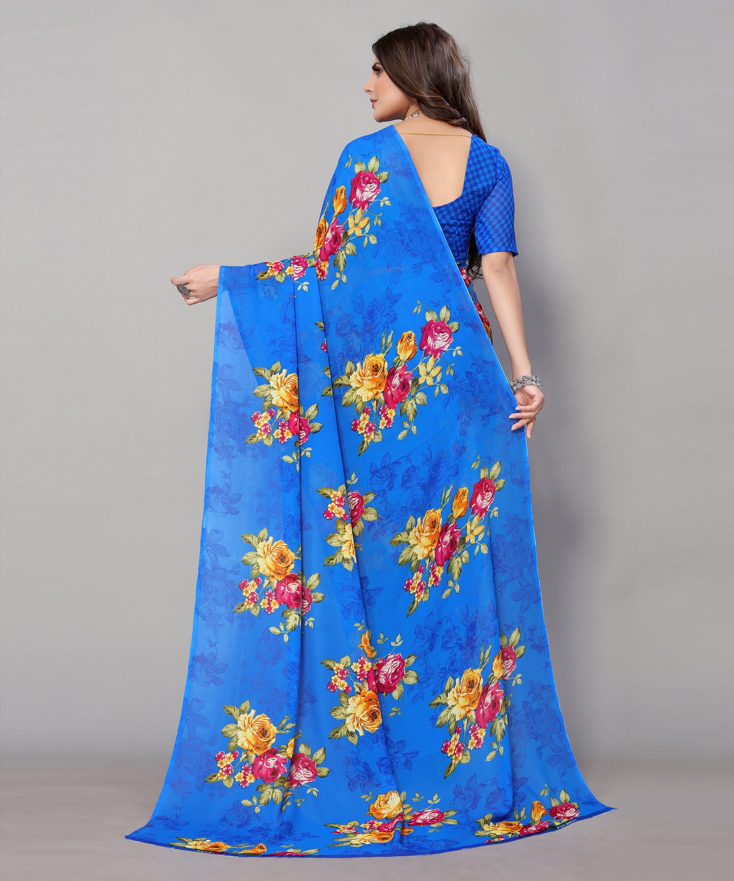 TARSHIKA BLUE PRINTED GEORGETTE SAREE