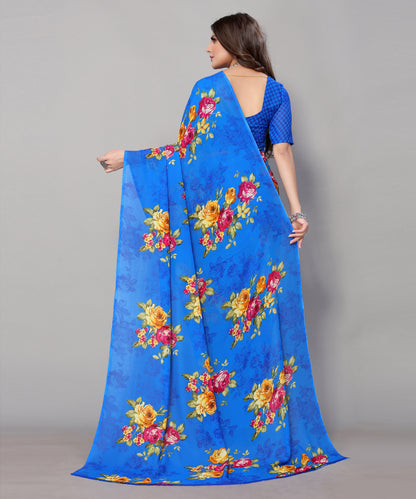 TARSHIKA BLUE PRINTED GEORGETTE SAREE