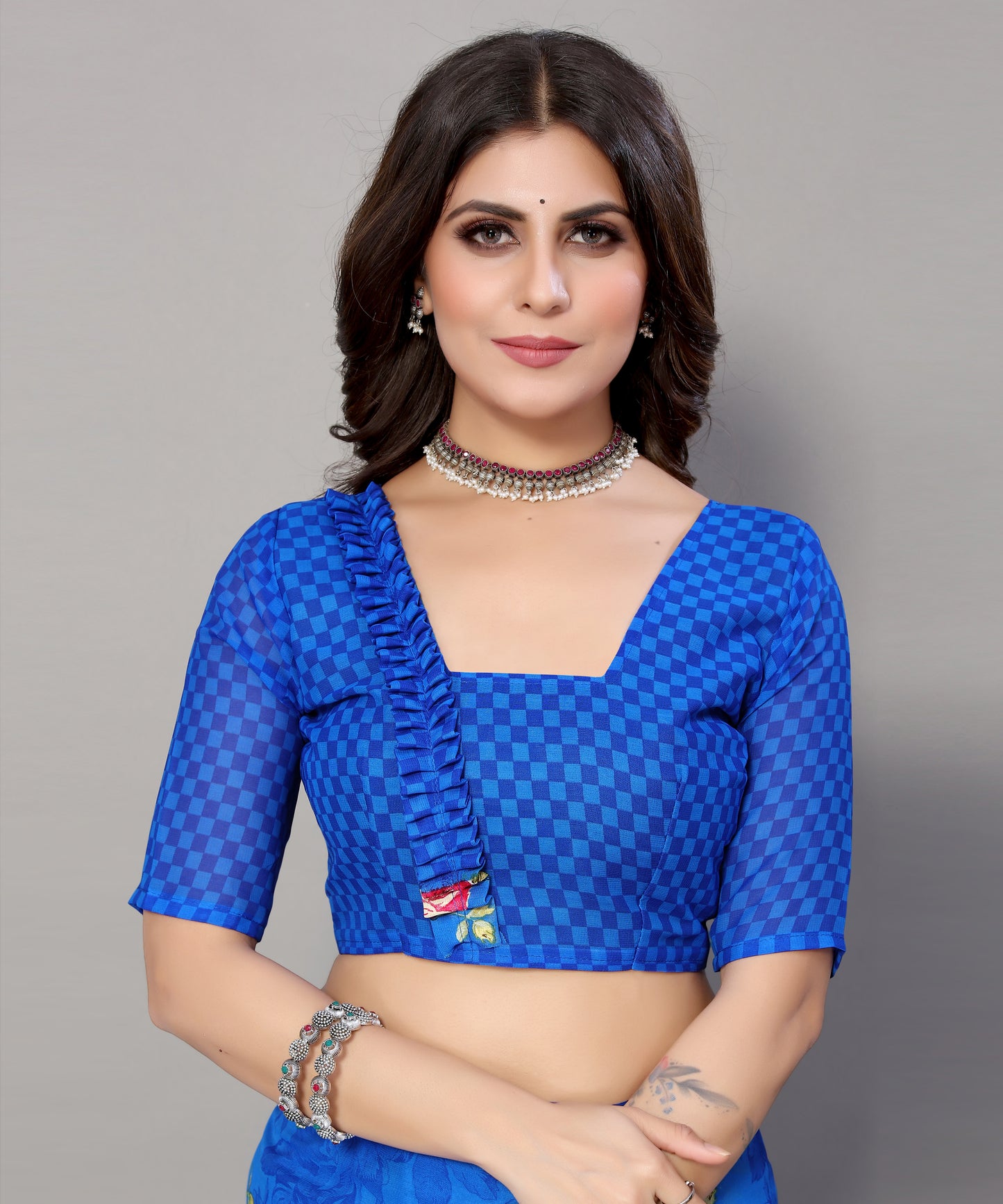 TARSHIKA BLUE PRINTED GEORGETTE SAREE