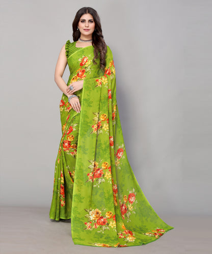 TARSHIKA GREEN PRINTED GEORGETTE SAREE