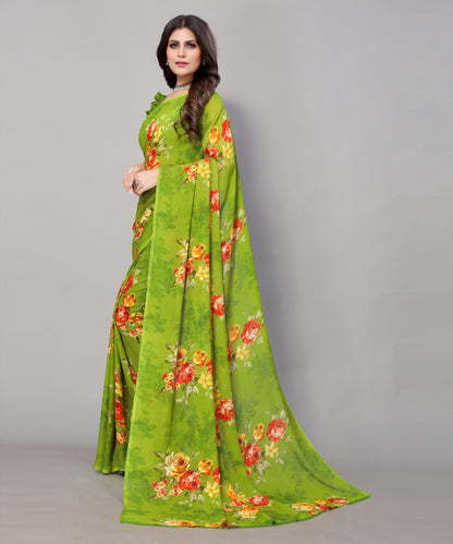TARSHIKA GREEN PRINTED GEORGETTE SAREE