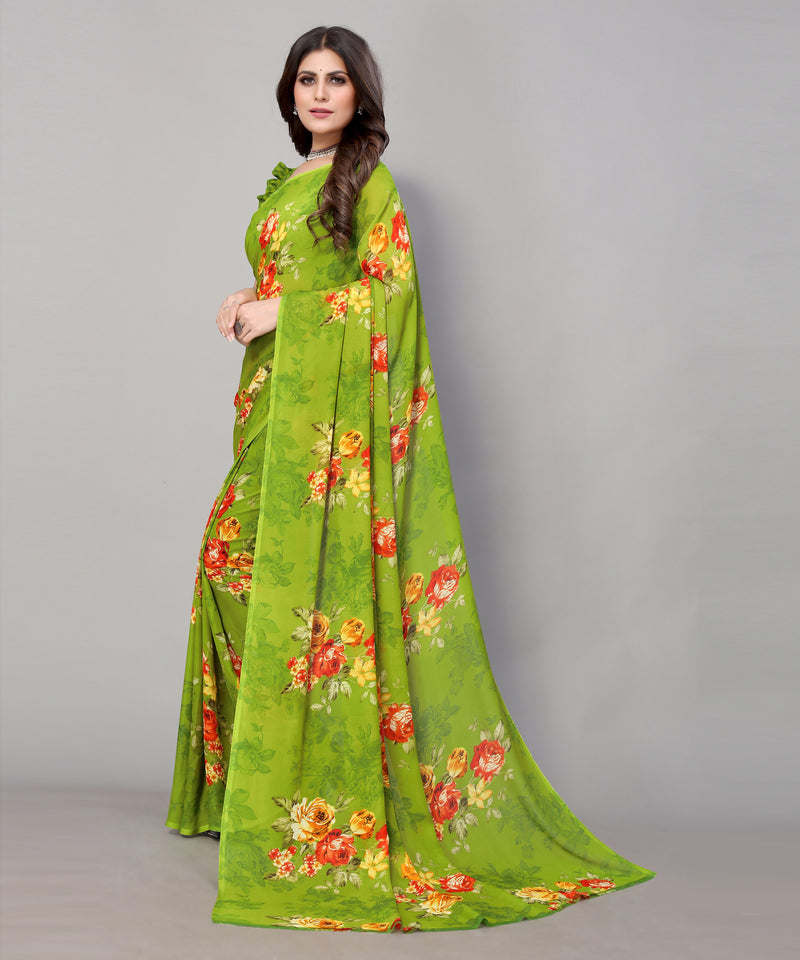 TARSHIKA GREEN PRINTED GEORGETTE SAREE