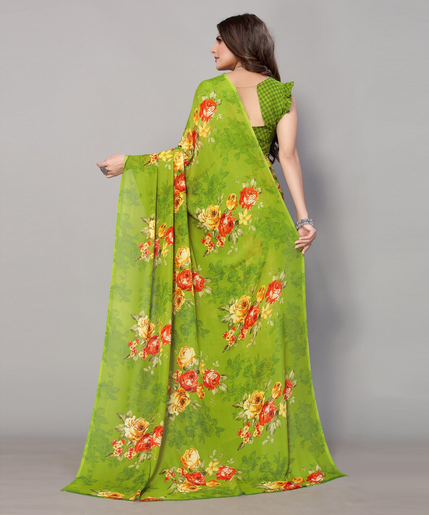 TARSHIKA GREEN PRINTED GEORGETTE SAREE