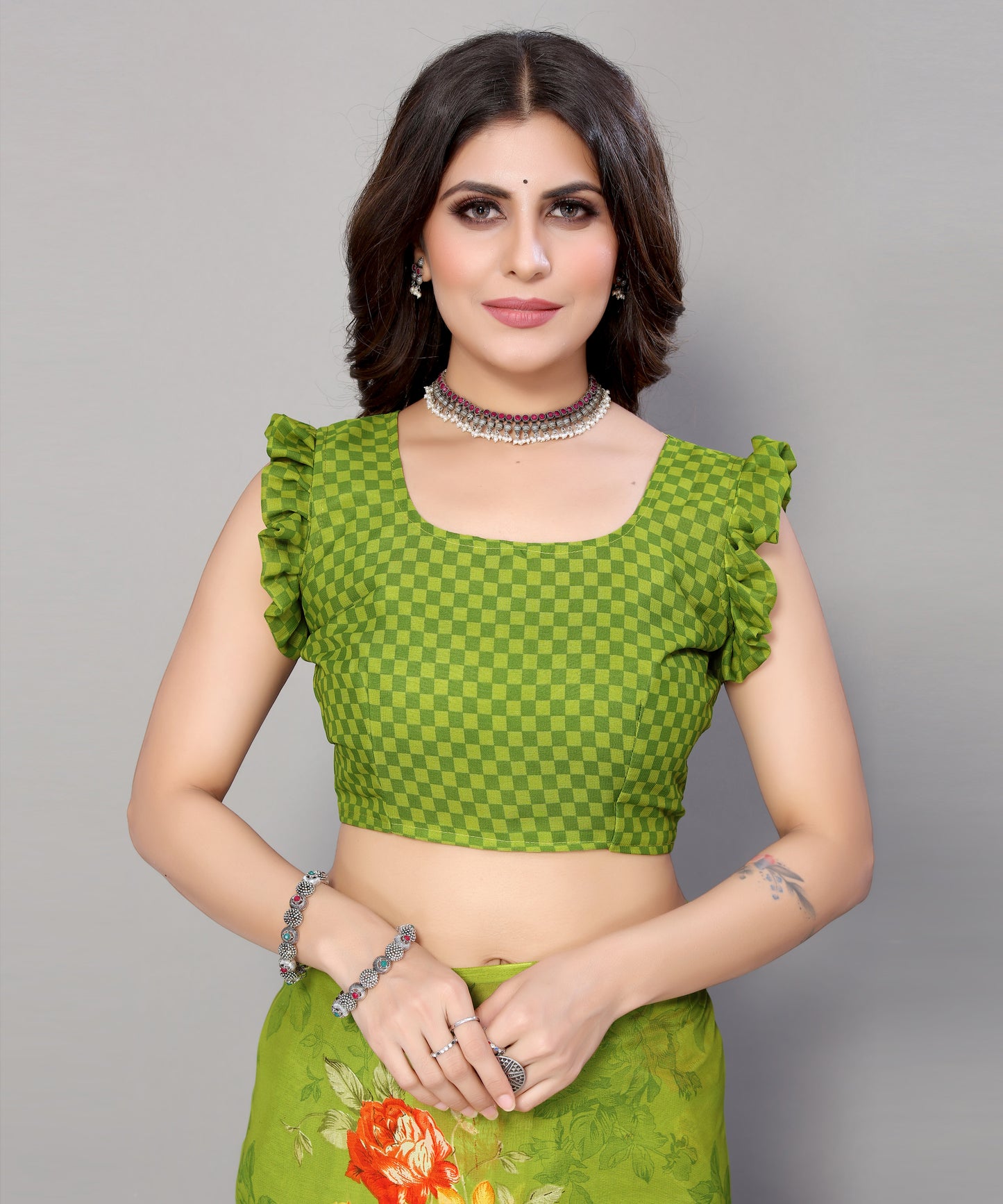 TARSHIKA GREEN PRINTED GEORGETTE SAREE