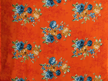 TARSHIKA ORANGE PRINTED GEORGETTE SAREE