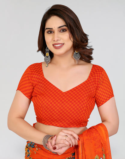 TARSHIKA ORANGE PRINTED GEORGETTE SAREE