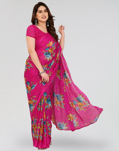 TARSHIKA PINK PRINTED GEORGETTE SAREE