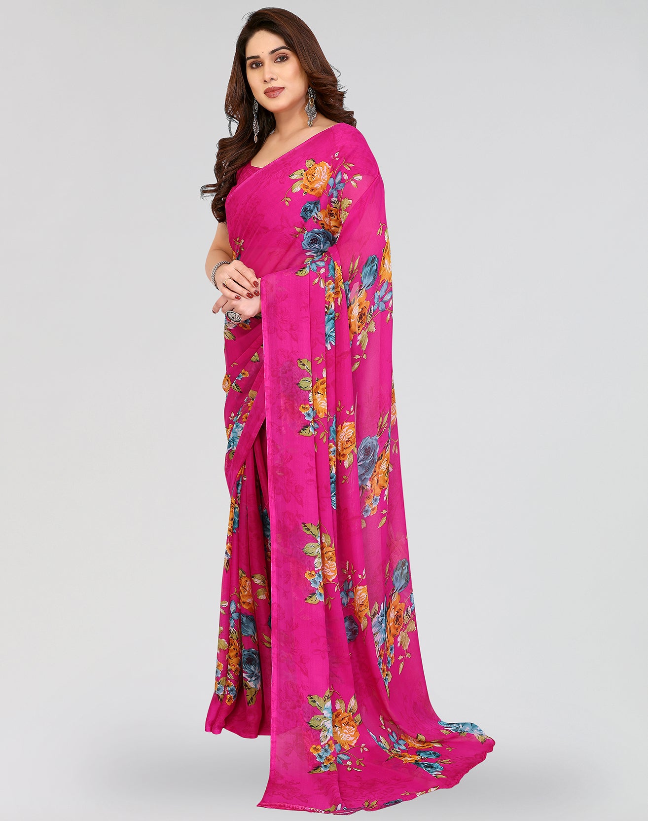 TARSHIKA PINK PRINTED GEORGETTE SAREE