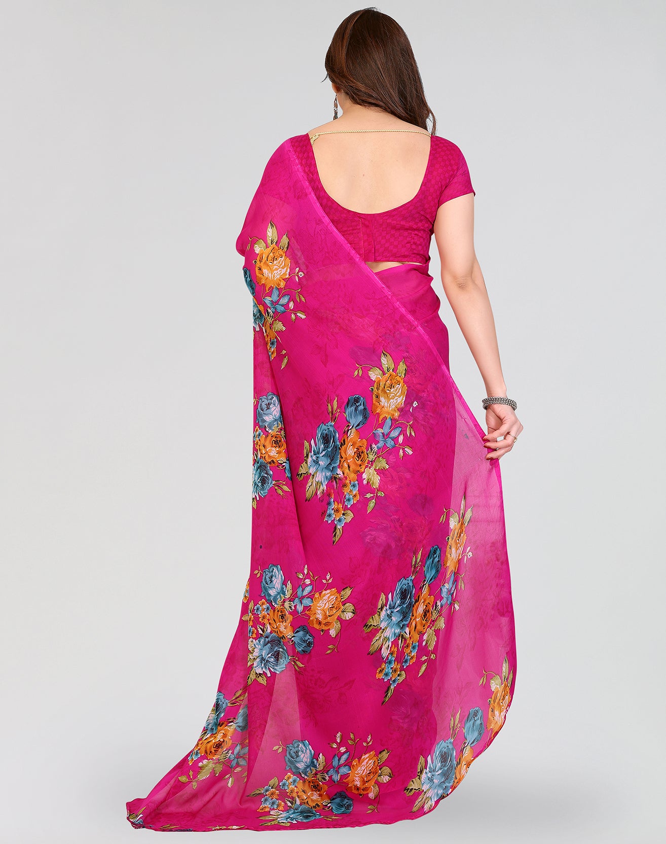 TARSHIKA PINK PRINTED GEORGETTE SAREE