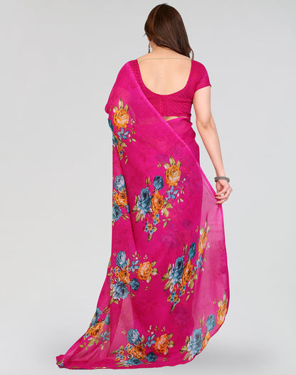 TARSHIKA PINK PRINTED GEORGETTE SAREE