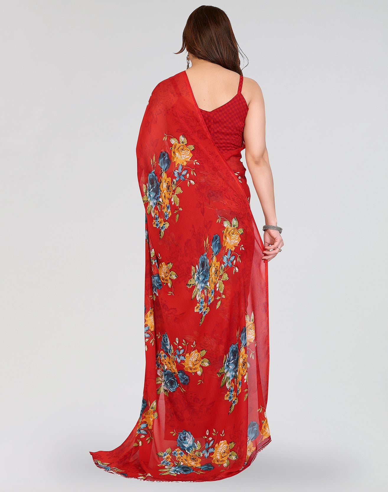TARSHIKA RED PRINTED GEORGETTE SAREE