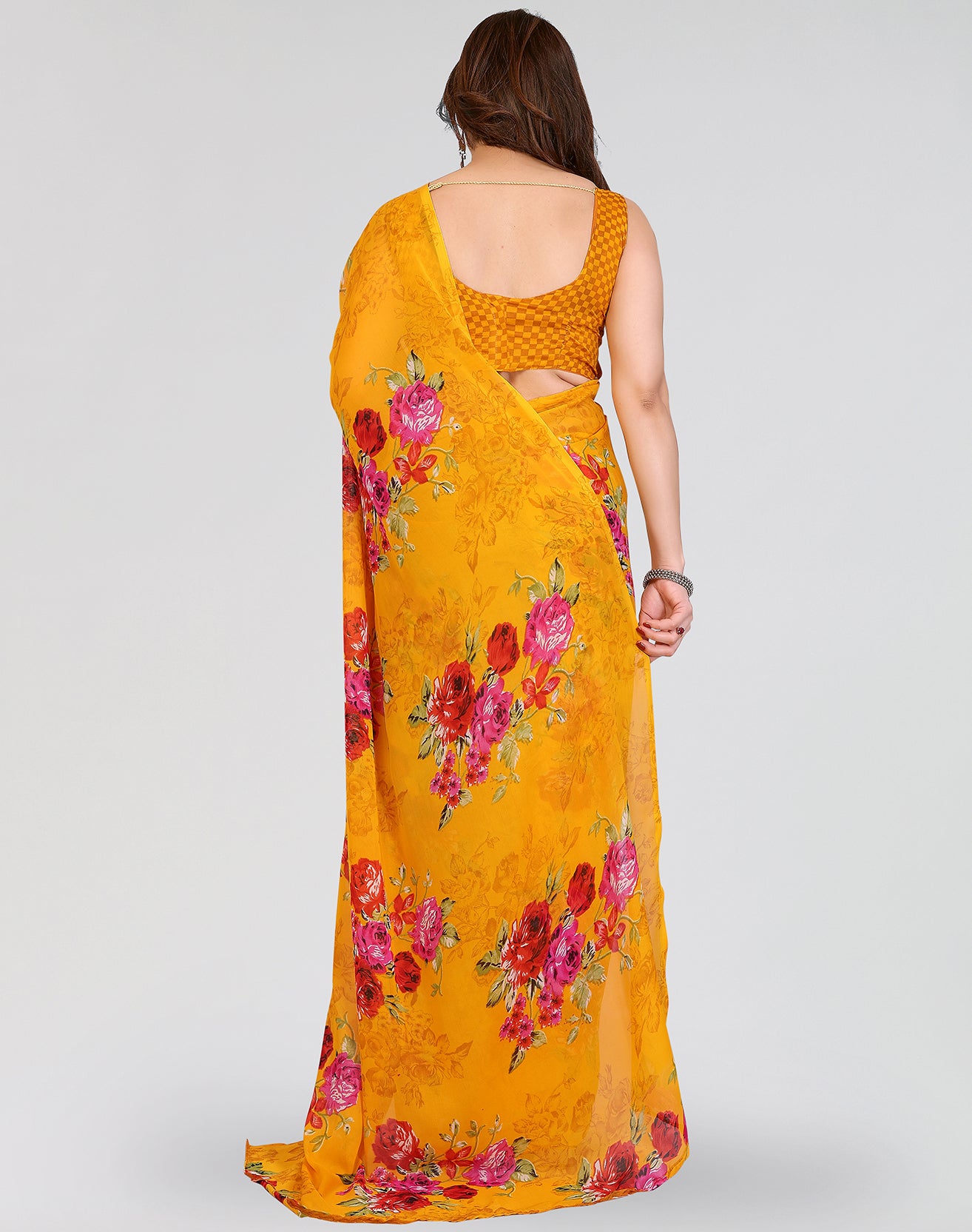 TARSHIKA YELLOW PRINTED GEORGETTE SAREE