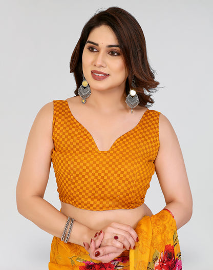 TARSHIKA YELLOW PRINTED GEORGETTE SAREE