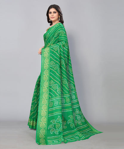 TARSHIKA GREEN LINEN JARI FLORAL PRINTED SAREE