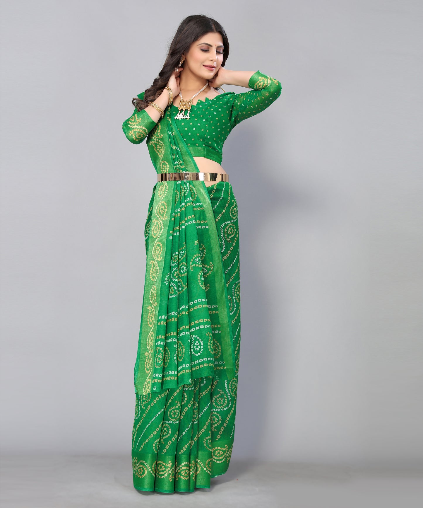 TARSHIKA GREEN LINEN JARI FLORAL PRINTED SAREE