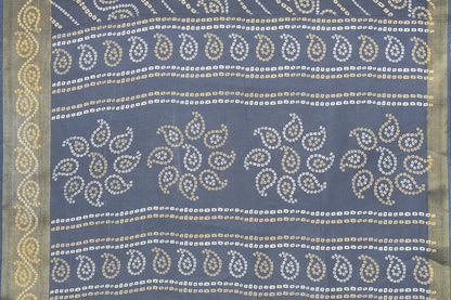TARSHIKA GREY LINEN JARI FLORAL PRINTED SAREE