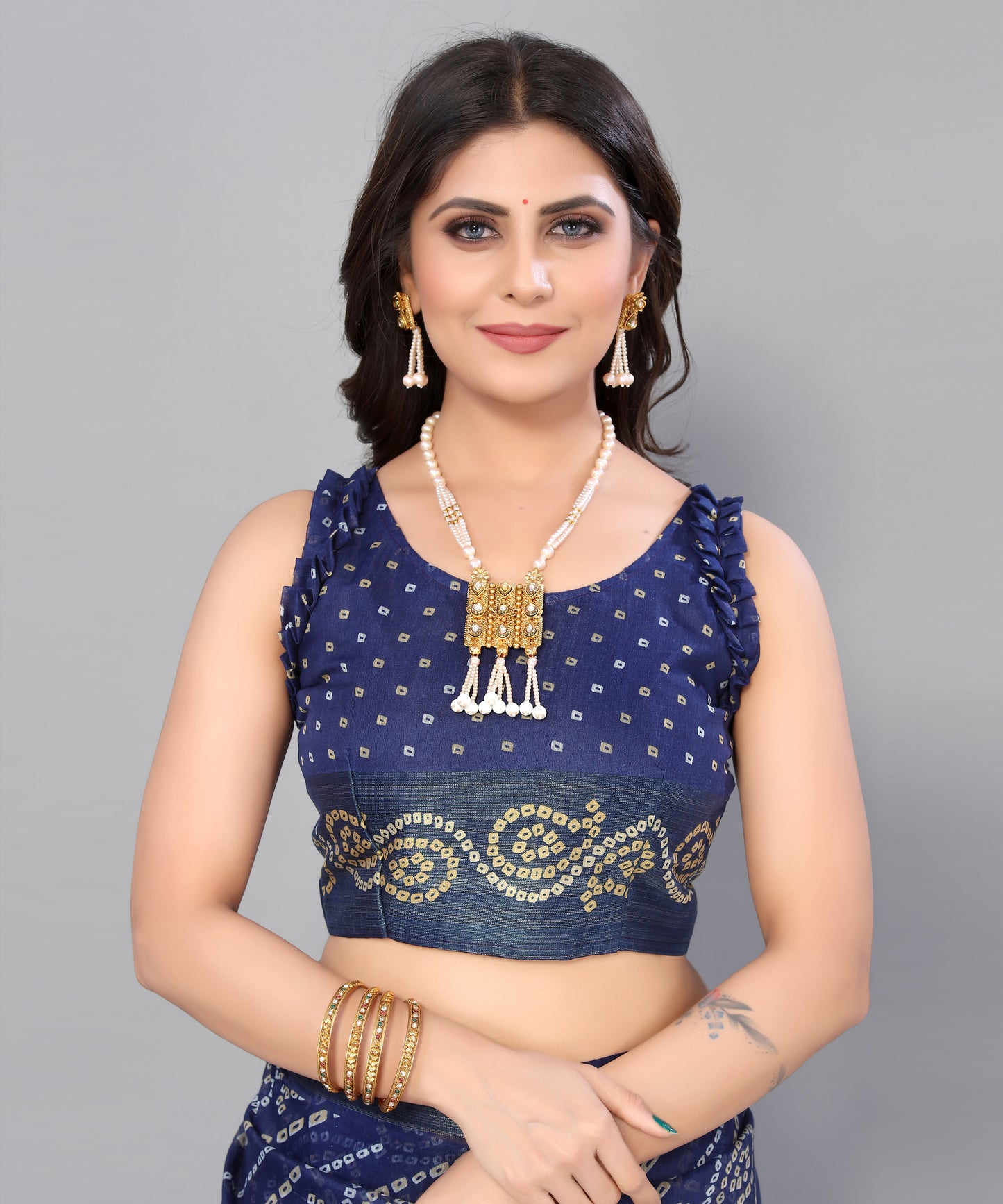 TARSHIKA NAVY LINEN JARI FLORAL PRINTED SAREE