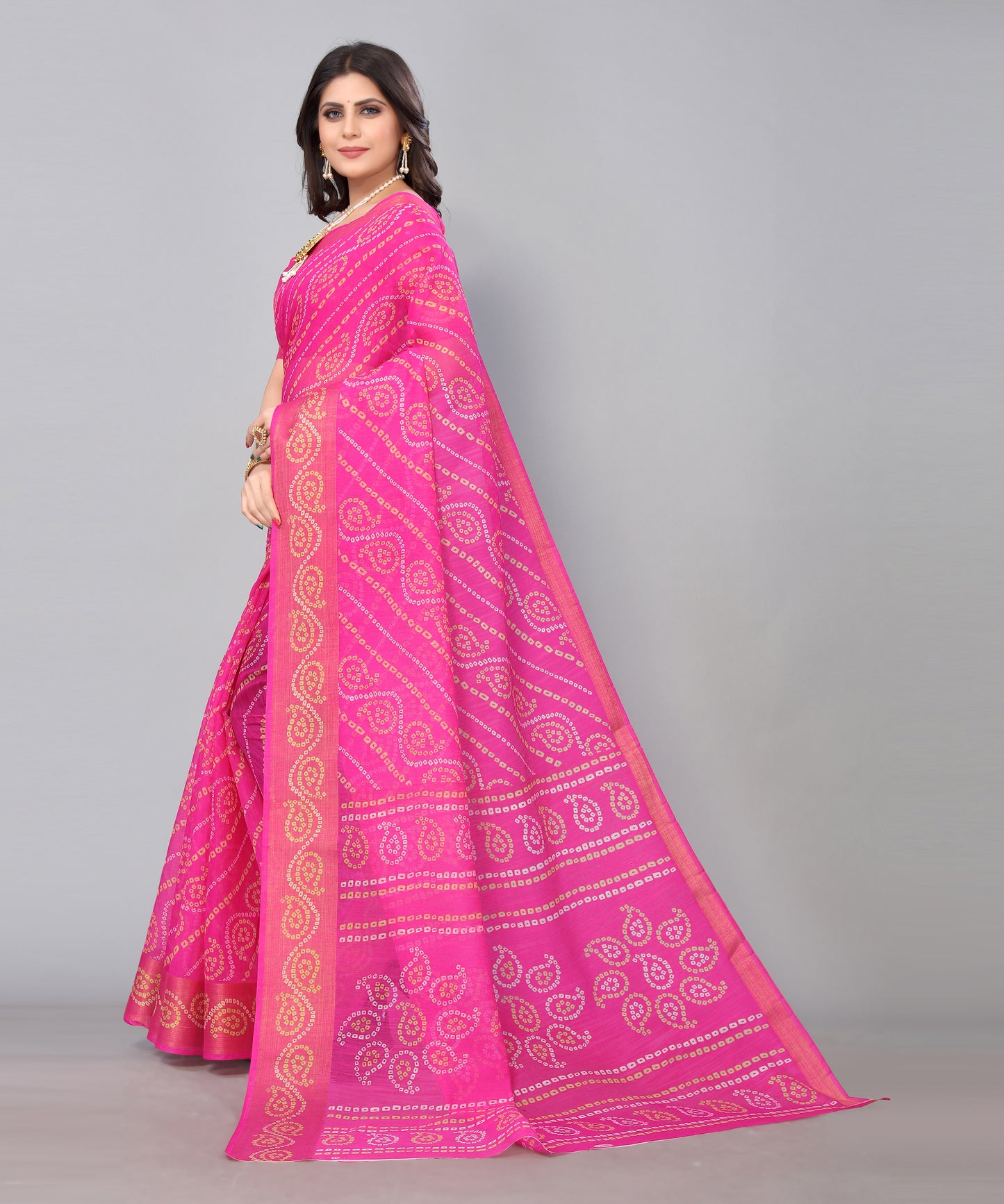TARSHIKA PINK LINEN JARI FLORAL PRINTED SAREE