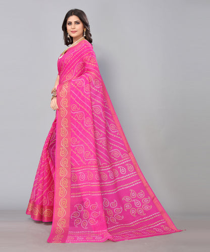 TARSHIKA PINK LINEN JARI FLORAL PRINTED SAREE