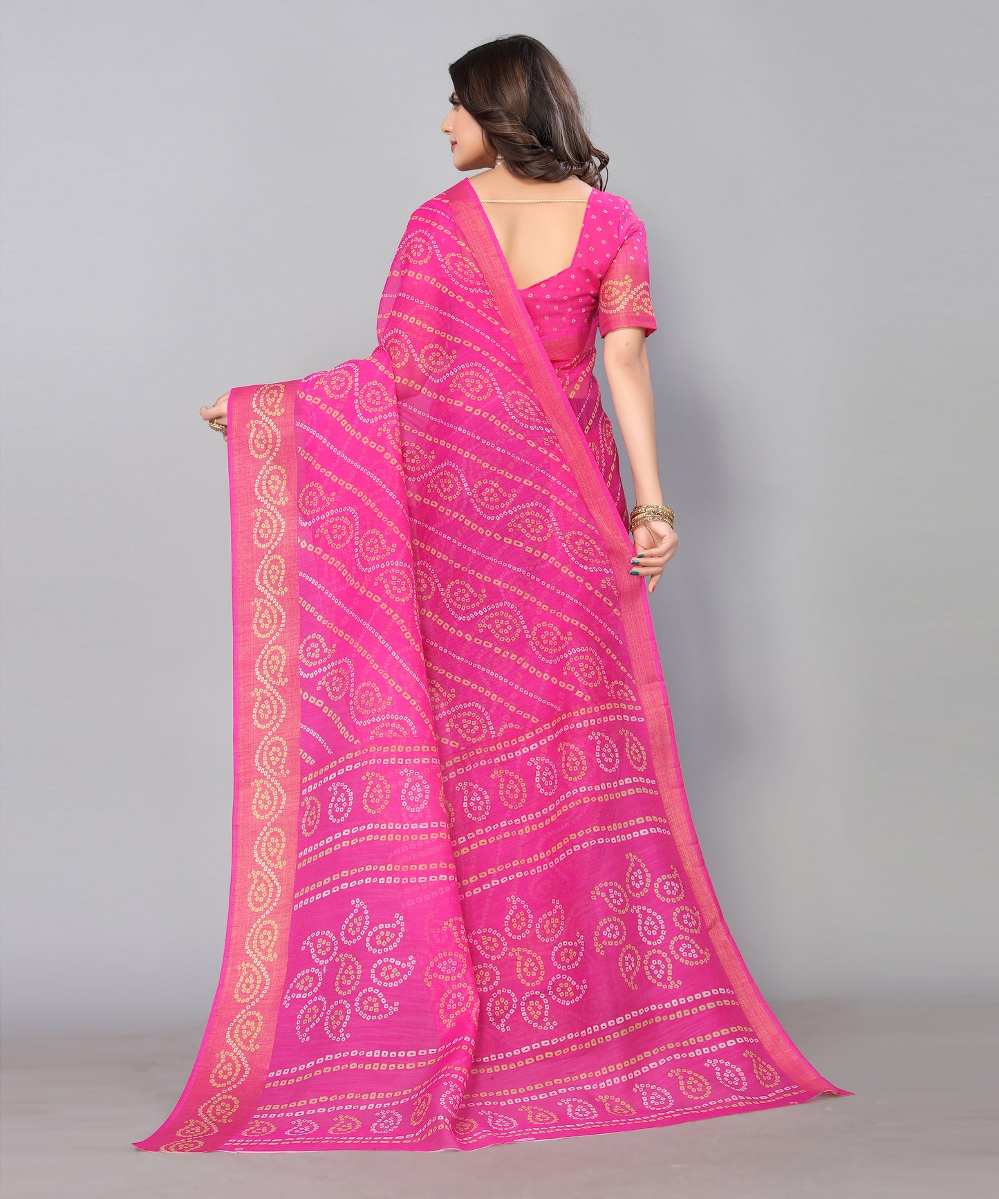 TARSHIKA PINK LINEN JARI FLORAL PRINTED SAREE