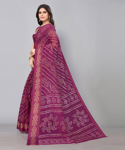 TARSHIKA PURPLE LINEN JARI FLORAL PRINTED SAREE