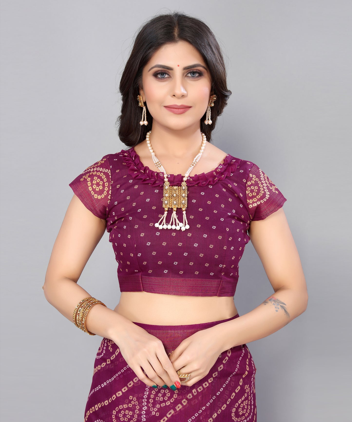 TARSHIKA PURPLE LINEN JARI FLORAL PRINTED SAREE