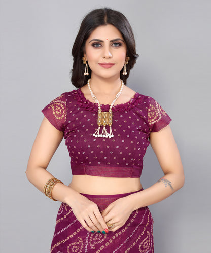 TARSHIKA PURPLE LINEN JARI FLORAL PRINTED SAREE