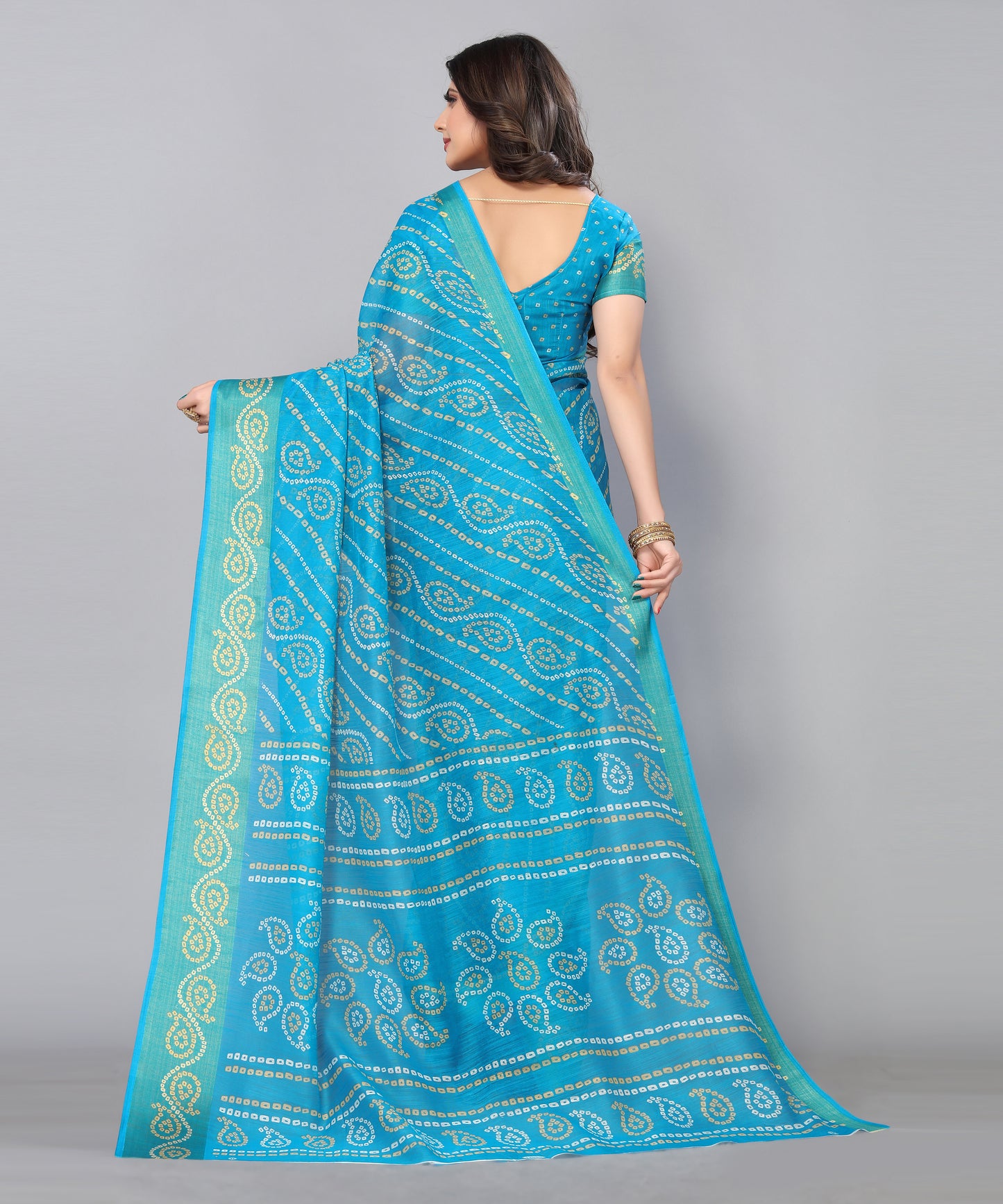TARSHIKA BLUE LINEN JARI FLORAL PRINTED SAREE